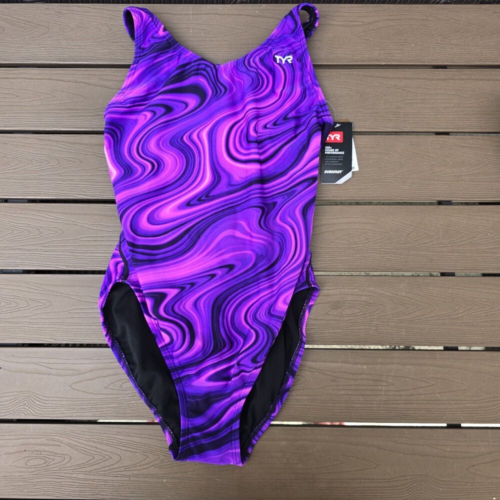 TYR Women's Durafast Elite Vitality Purple Maxfit One Piece Women Swim Sz 30 New
